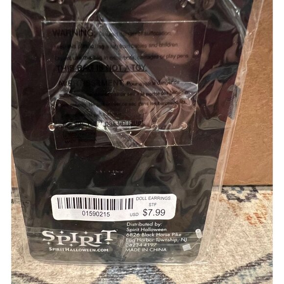 Spirit Halloween Doll Earrings Costume Accessory Gothic Dangle Cosplay Dress Up - Picture 4 of 4